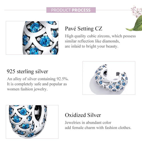 925 Sterling Silver Blue Zircon Bracelet / Necklace Beads