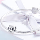 925 Sterling Silver Pug Diamond Bead Bracelet Accessory