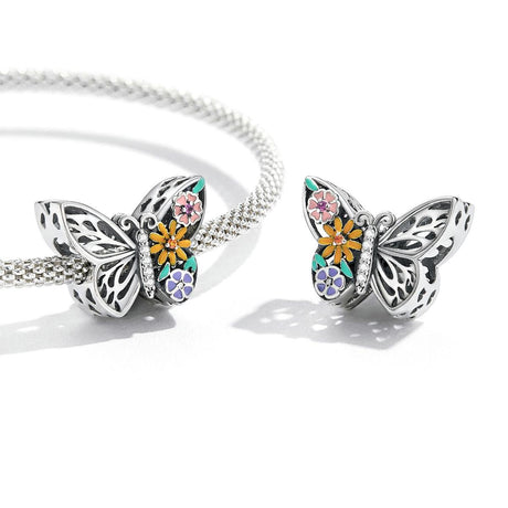 925 Sterling Silver Flower Butterfly Beads For Diy Bracelets & Necklaces