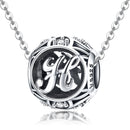925 Sterling Silver 26 English Letter Beads For Diy Bracelets & Necklaces Style - H