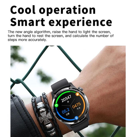 1.35 Inch Smart Watch Bluetooth Calls Health Monitoring 150+ Sports Black - Black Leather