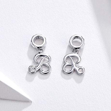 925 Sterling Silver Personalized Letter Pendant For Diy Bracelets & Necklaces Style - R
