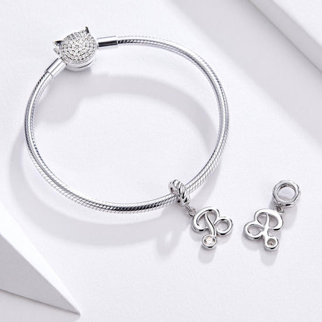 925 Sterling Silver Personalized Letter Pendant For Diy Bracelets & Necklaces Style - R