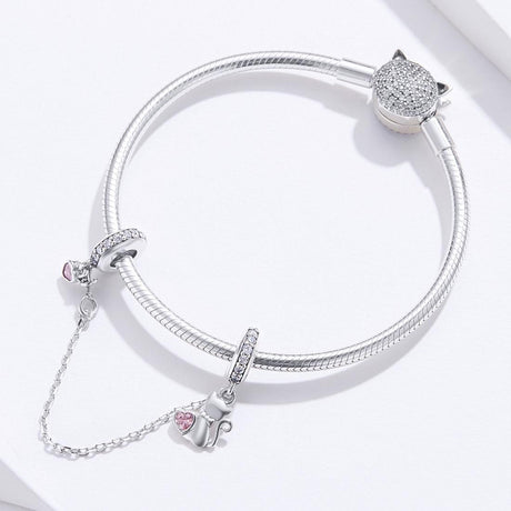 925 Sterling Silver Cat Safety Chain For Diy Bracelets