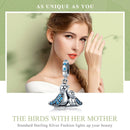 925 Sterling Silver Blue Gem Bird Bracelet Inlay