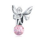 925 Sterling Silver Flower Fairy Beaded Pink Glass Zircon Bracelet Accessories