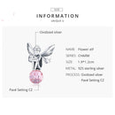 925 Sterling Silver Flower Fairy Beaded Pink Glass Zircon Bracelet Accessories