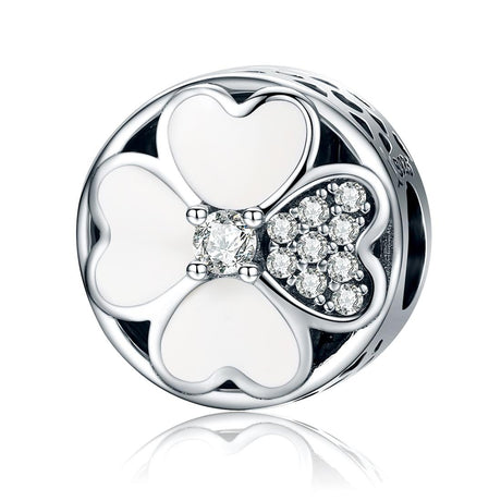 925 Sterling Silver Diamond Petal Bead Bracelet Happiness