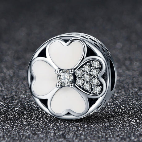 925 Sterling Silver Diamond Petal Bead Bracelet Happiness