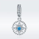 925 Sterling Silver Compass Pendant Necklace