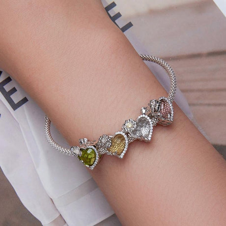 925 Sterling Silver September Birthstone Bracelet With Love Pearl Beads Accents Style - September