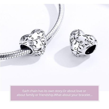 925 Sterling Silver Retro Heart Beads For Diy Bracelets