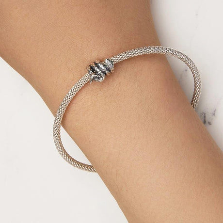 925 Sterling Silver Coiled Snake Pendant For Diy Bracelets