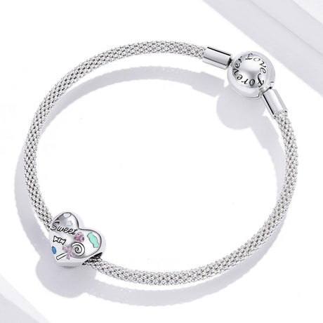 925 Sterling Silver Sweet Heart Beads For Diy Bracelets & Necklaces