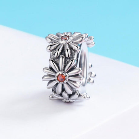925 Sterling Silver Daisy Wreath Beads For Diy Bracelets & Necklaces