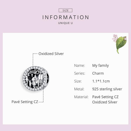 925 Sterling Silver Family Charm Bracelet Beads
