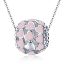 925 Sterling Silver Pure Pink Heart Diamond Beads