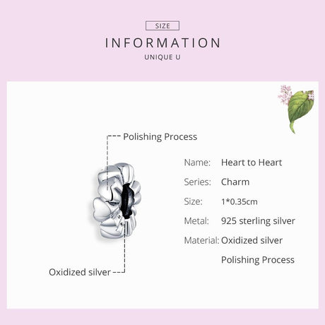 925 Sterling Silver Heart Beads For Diy Bracelets & Necklaces