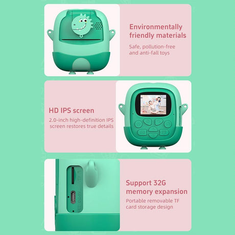 720P Hd Reversible Mini Digital Camera For Children - Cartoon Print