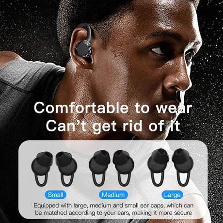 Digital Display Bluetooth Headset with Noise Reduction and Charging Bin - Black