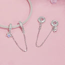 925 Sterling Silver Platinum Opal Bow Safety Chain