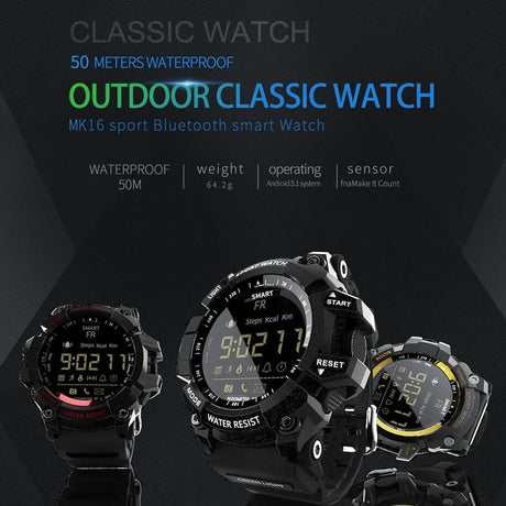 Lcd Screen 50M Waterproof Smart Watch Support Information Reminder / Remote Camera / Walking Motion Monitor Black