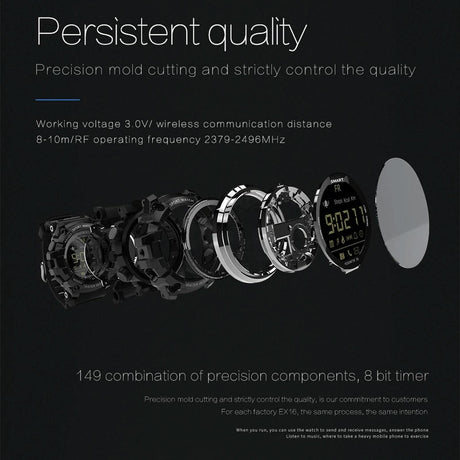 Lcd Screen 50M Waterproof Smart Watch Support Information Reminder / Remote Camera / Walking Motion Monitor Black