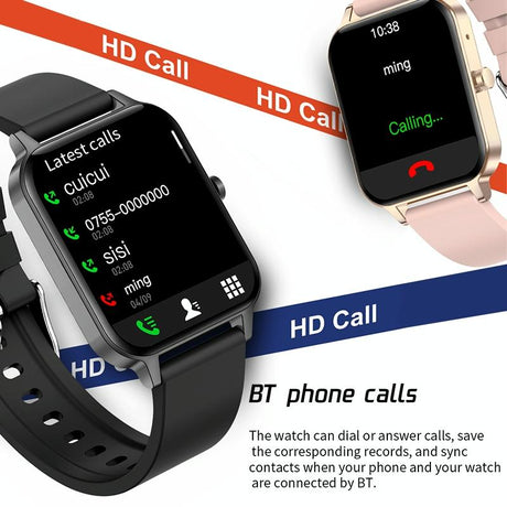 1.69 Inch Ips Touch Screen Ip68 Waterproof Smart Watch Support Sleep Monitoring / Heart Rate Monitoring / Bluetooth Call / Body Temperature Monitoring - Black