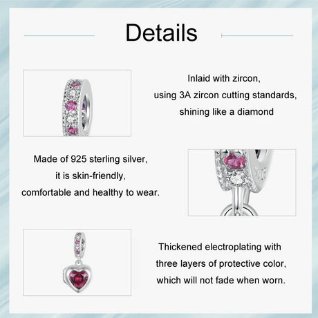 925 Sterling Silver Love Heart Pendant Diy Beads