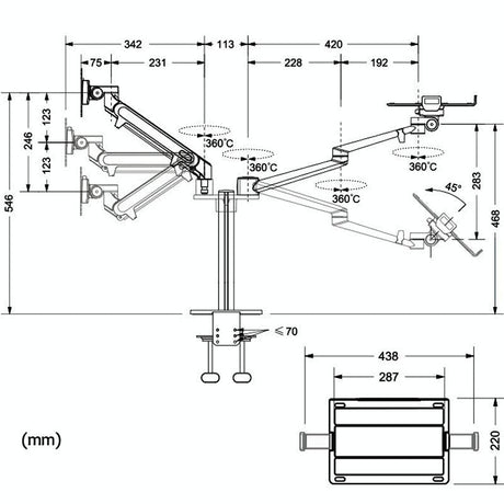Adjustable Desktop Stand For 17-32 And 12-17 Monitors - Aluminum - Black