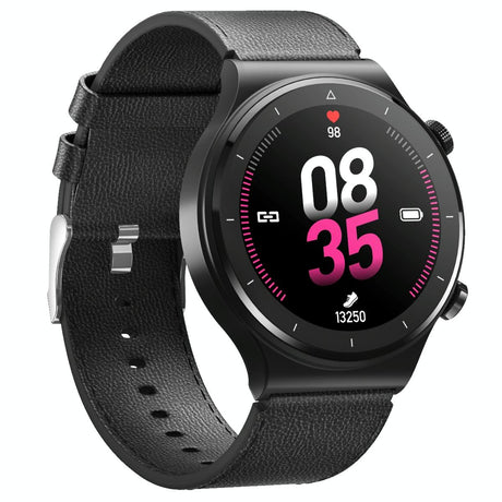 1.28 Inch Touch Colour Screen Smart Watch Black - Leather Black