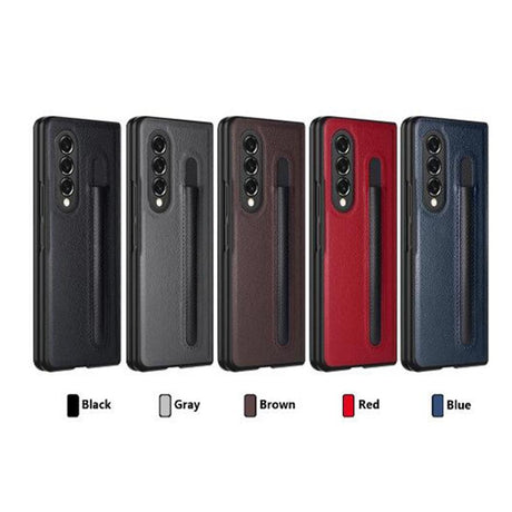 For Samsung Galaxy Z Fold4 5G Litchi Texture Hinge Case - Black