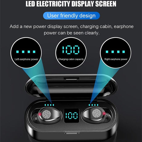 Wireless In-ear Bluetooth Headset with Noise Reduction and Long Battery Life - Black