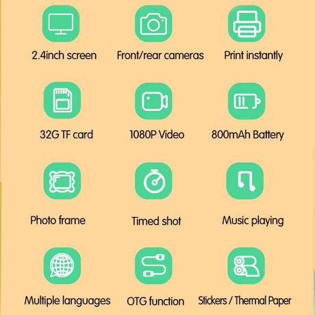 Instant Printing Camera With 2.4 Hd Screen And 32Gb Tf Card
