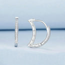 925 Sterling Silver Platinum Plated Zircon Crescent Earrings