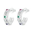 925 Sterling Silver Vintage Diamond Pattern Earrings