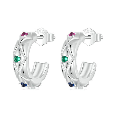 925 Sterling Silver Vintage Diamond Pattern Earrings