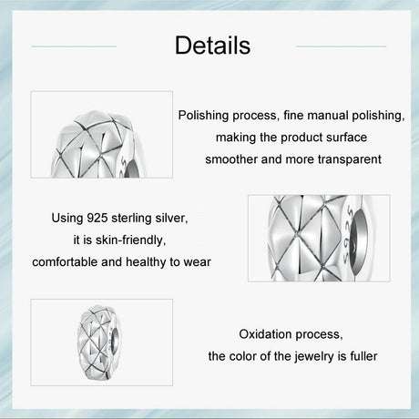925 Sterling Silver Diy Bracelet Clip Diamond Pattern
