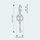 925 Sterling Silver Platinum Plated Heart Key Beaded Pendant