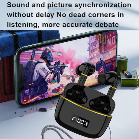 Wireless In-ear Earphones with Digital Charging Case - J2 - Black