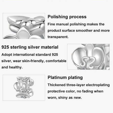 925 Sterling Silver Platinum Butterfly Orchid Flower Beads