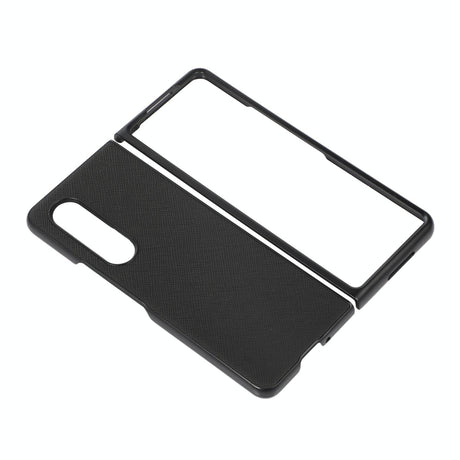 Fold 4 Cross Texture Pu Leather Case - Black