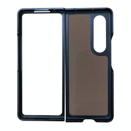 Fold 4 Cross Texture Pu Leather Case - Black