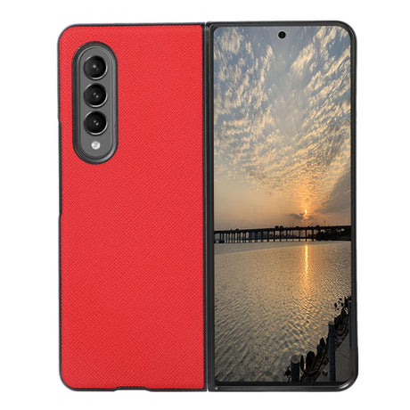 Fold 4 Cross Texture Pu Leather Case - Black