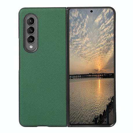 Fold 4 Cross Texture Pu Leather Case - Black