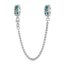 925 Sterling Silver Platinum Plated Leaf Safety Chain Bracelet