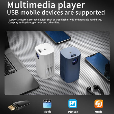 Portable Mini Led Projector - 800 Lumens 480X360 Resolution - White