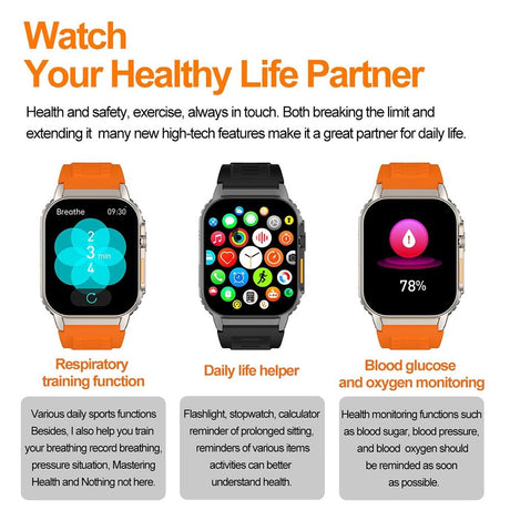 2.01 Inch Waterproof Smart Watch With Bluetooth Call & Health Tracking - Orange