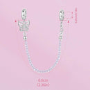 925 Sterling Silver Platinum Plated Butterfly Safety Chain Bracelet