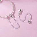 925 Sterling Silver Platinum Plated Butterfly Safety Chain Bracelet